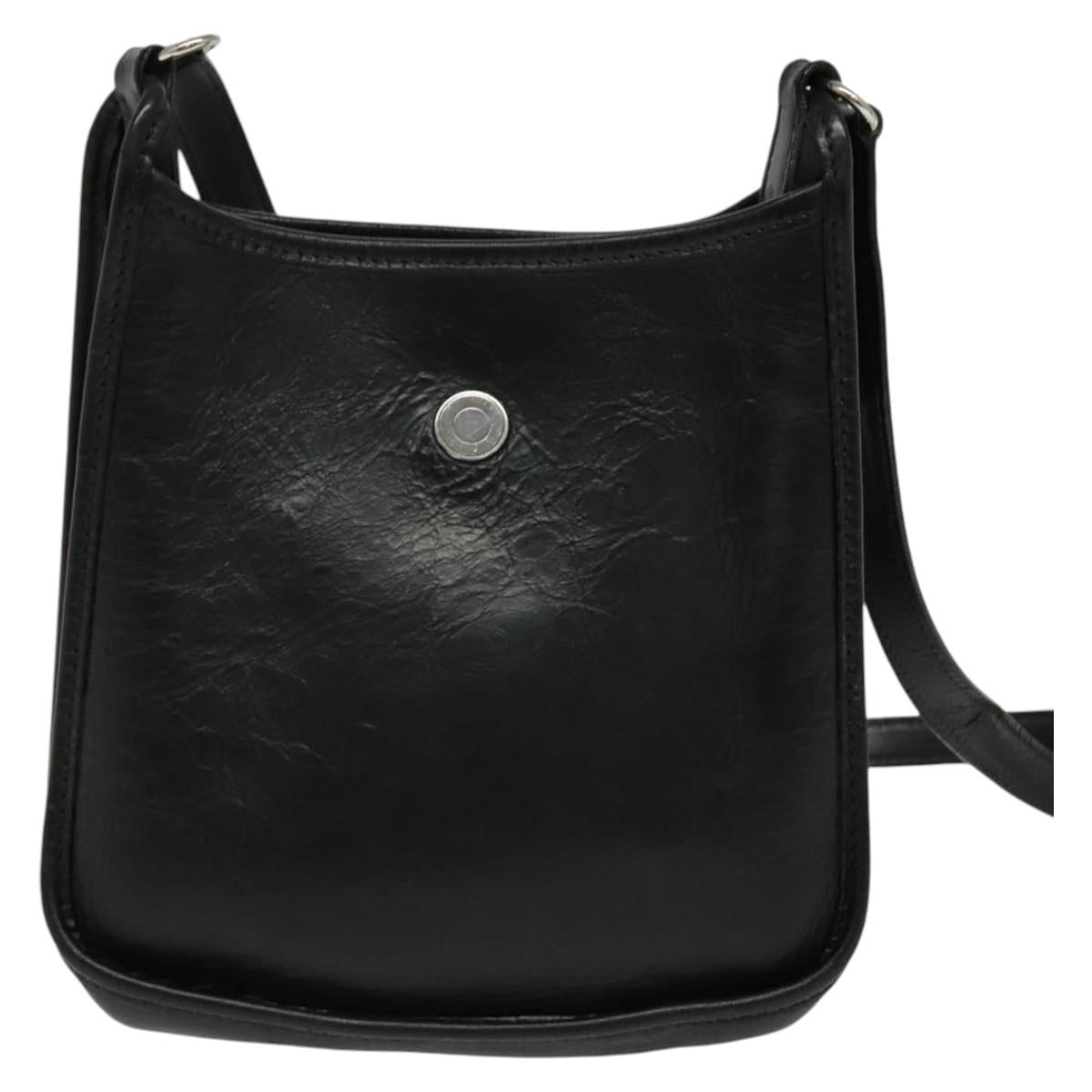 HERMES Vespa TPM Shoulder Bag Leather Black Auth bs27999