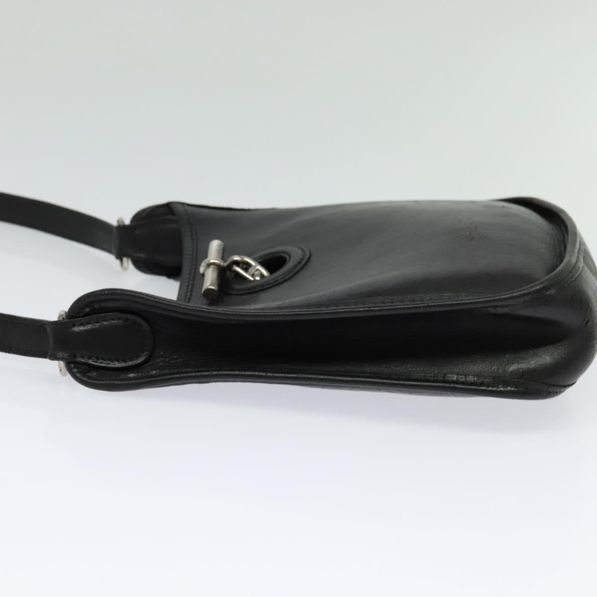 HERMES Vespa TPM Shoulder Bag Leather Black Auth bs27999