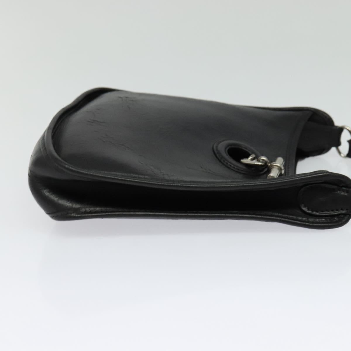 HERMES Vespa TPM Shoulder Bag Leather Black Auth bs27999