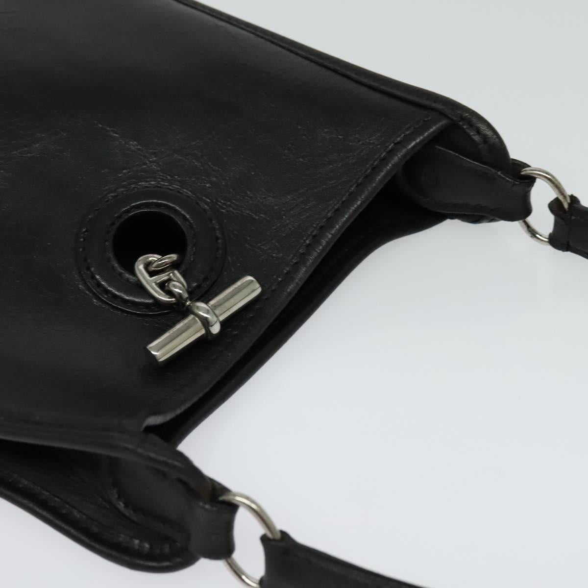 HERMES Vespa TPM Shoulder Bag Leather Black Auth bs27999