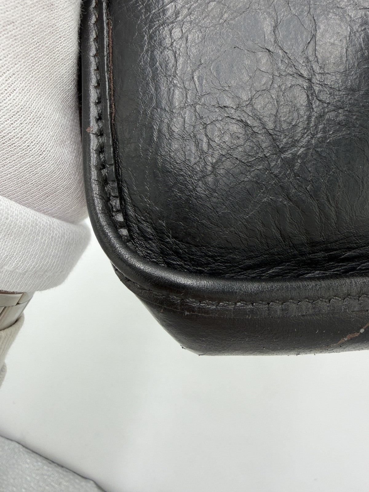 HERMES Vespa TPM Shoulder Bag Leather Black Auth bs27999