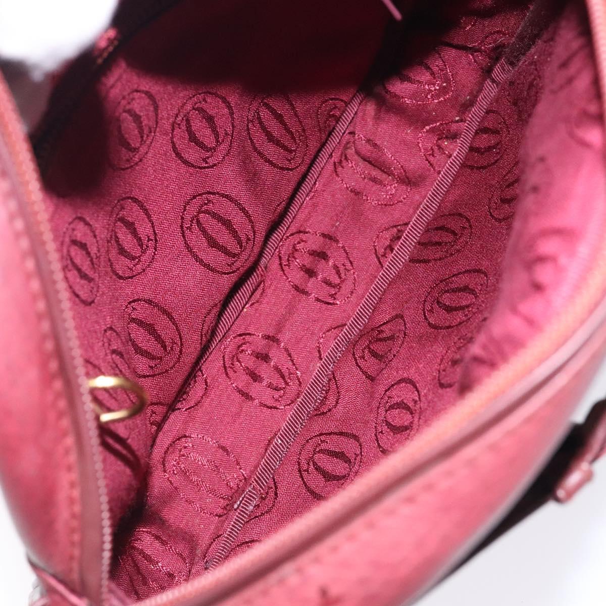 CARTIER Shoulder Bag Leather Bordeaux Gold Auth bs28003