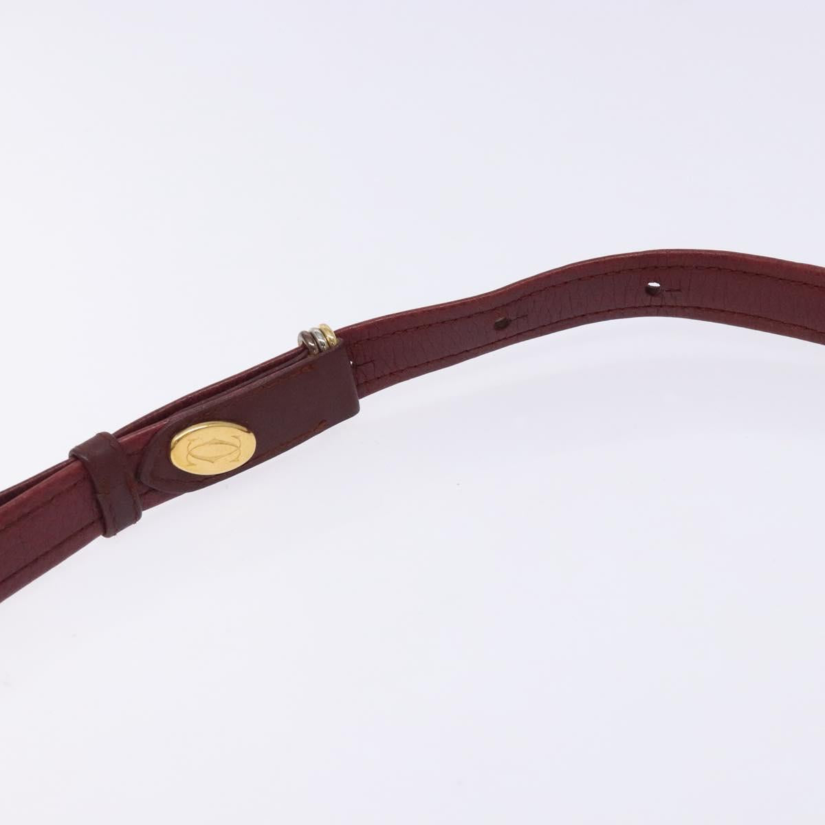 CARTIER Shoulder Bag Leather Bordeaux Gold Auth bs28003