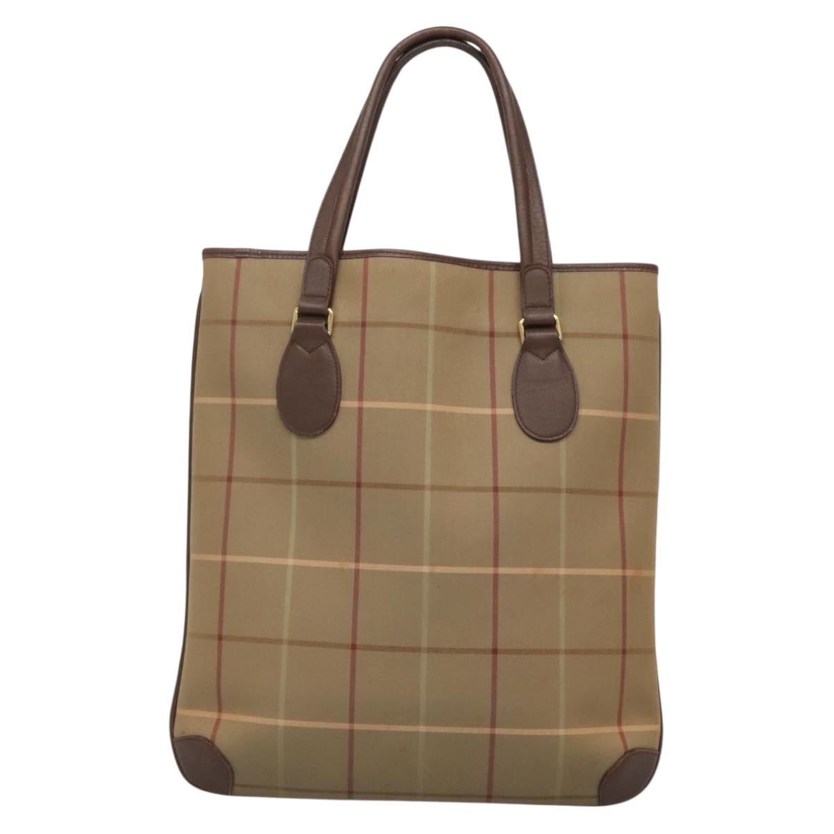 Burberrys Nova Check Tote Bag Canvas Beige Gold Auth bs28014