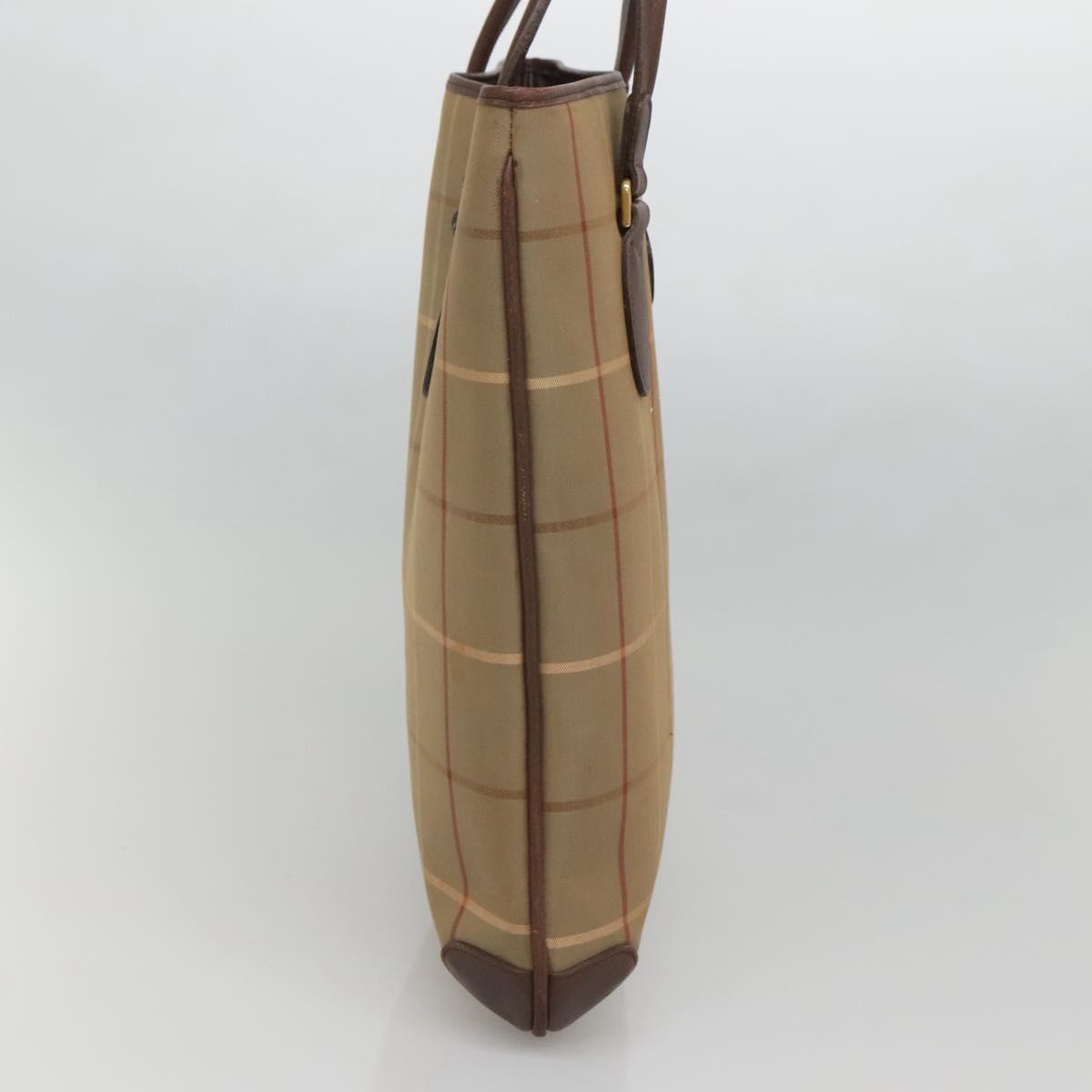 Burberrys Nova Check Tote Bag Canvas Beige Gold Auth bs28014