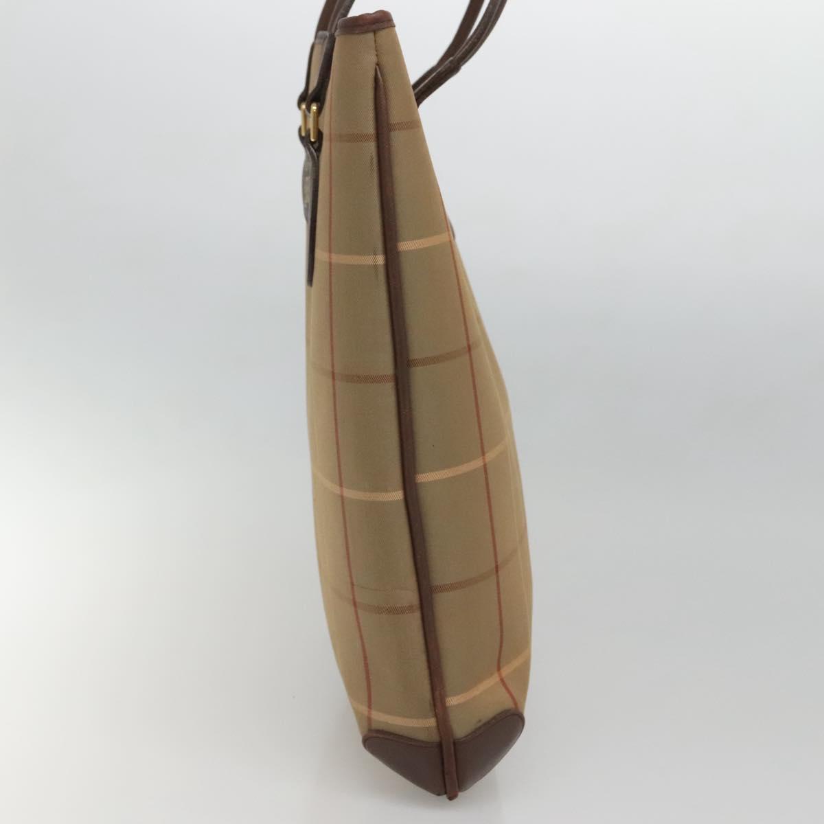 Burberrys Nova Check Tote Bag Canvas Beige Gold Auth bs28014