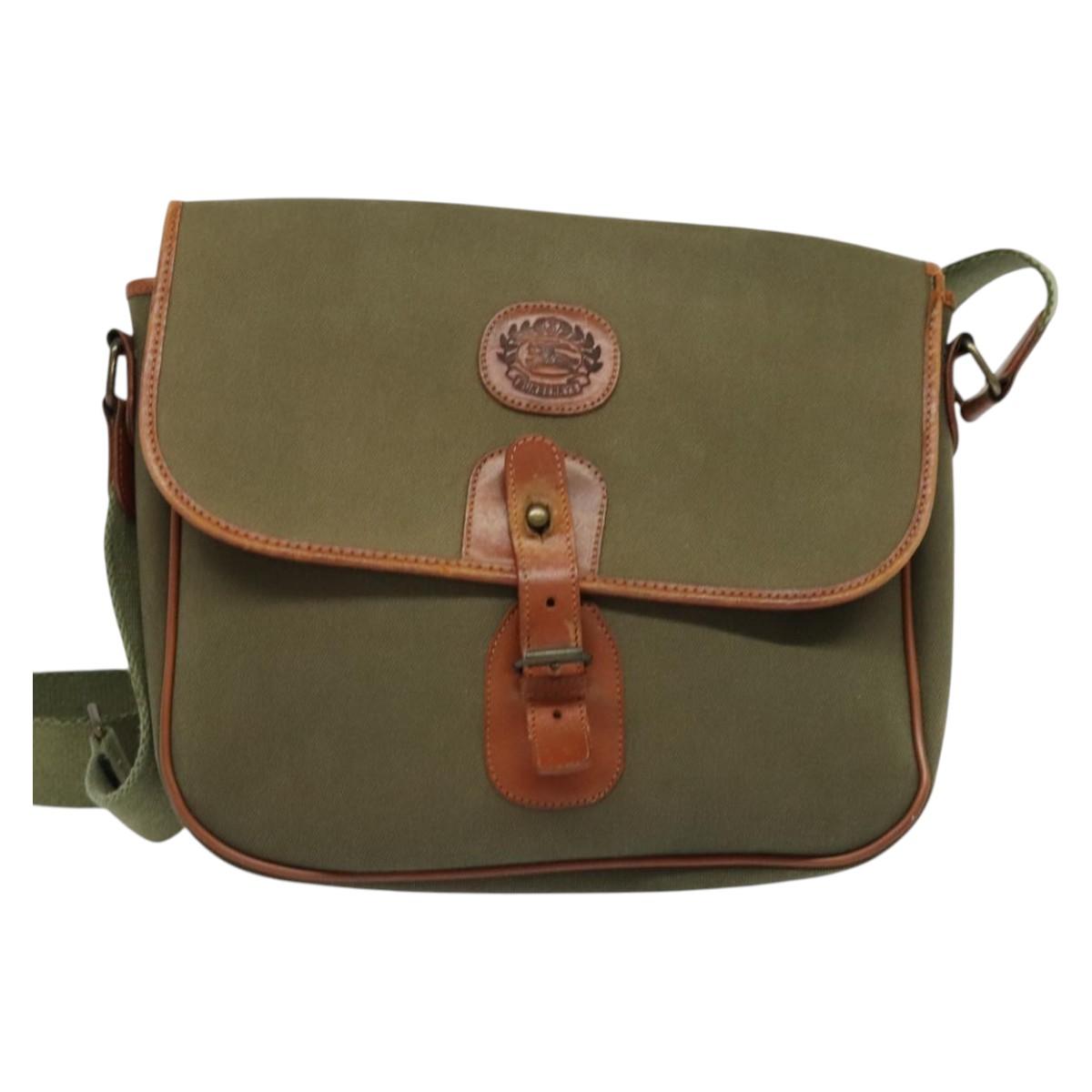 Burberrys Shoulder Bag Canvas Khaki Auth bs28018