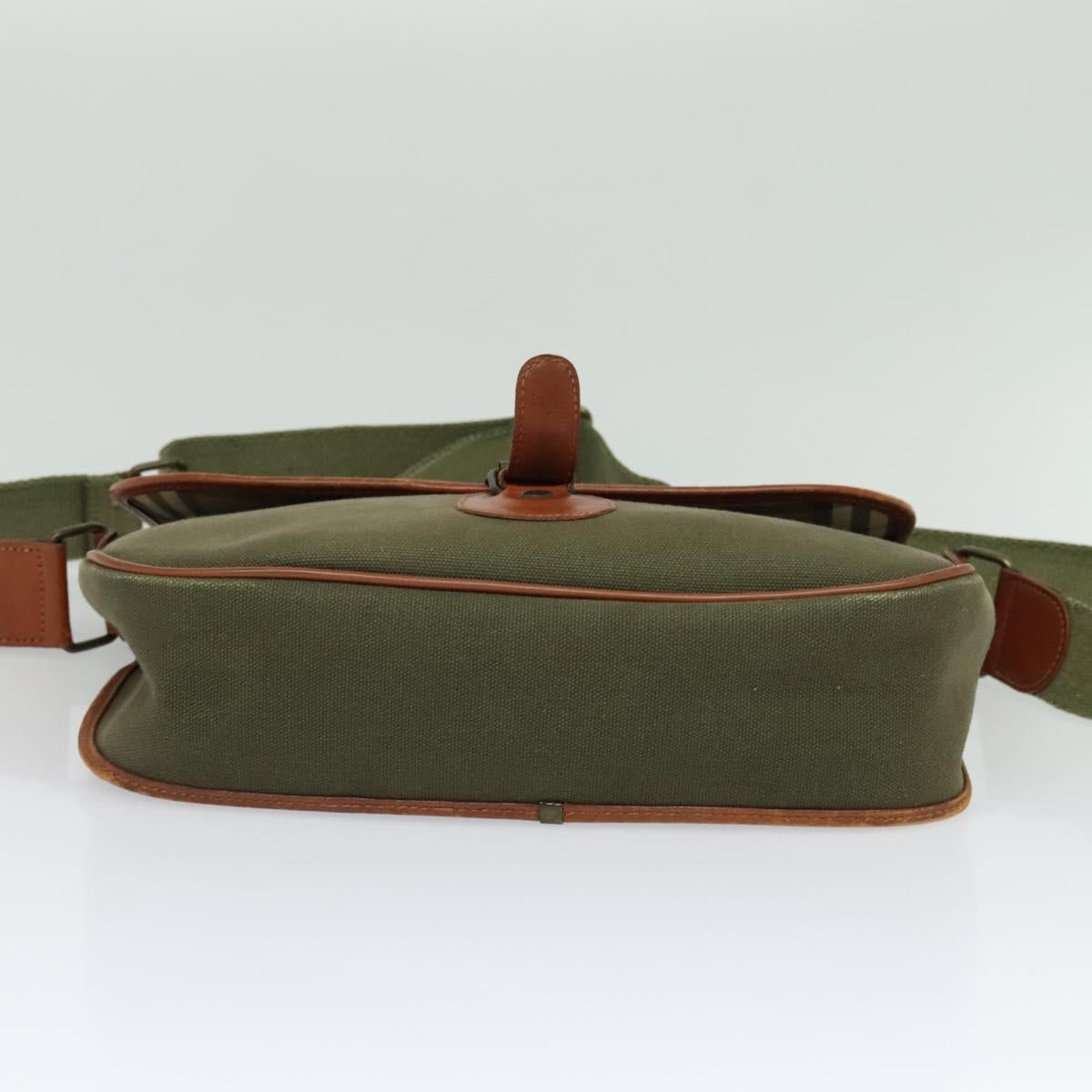 Burberrys Shoulder Bag Canvas Khaki Auth bs28018