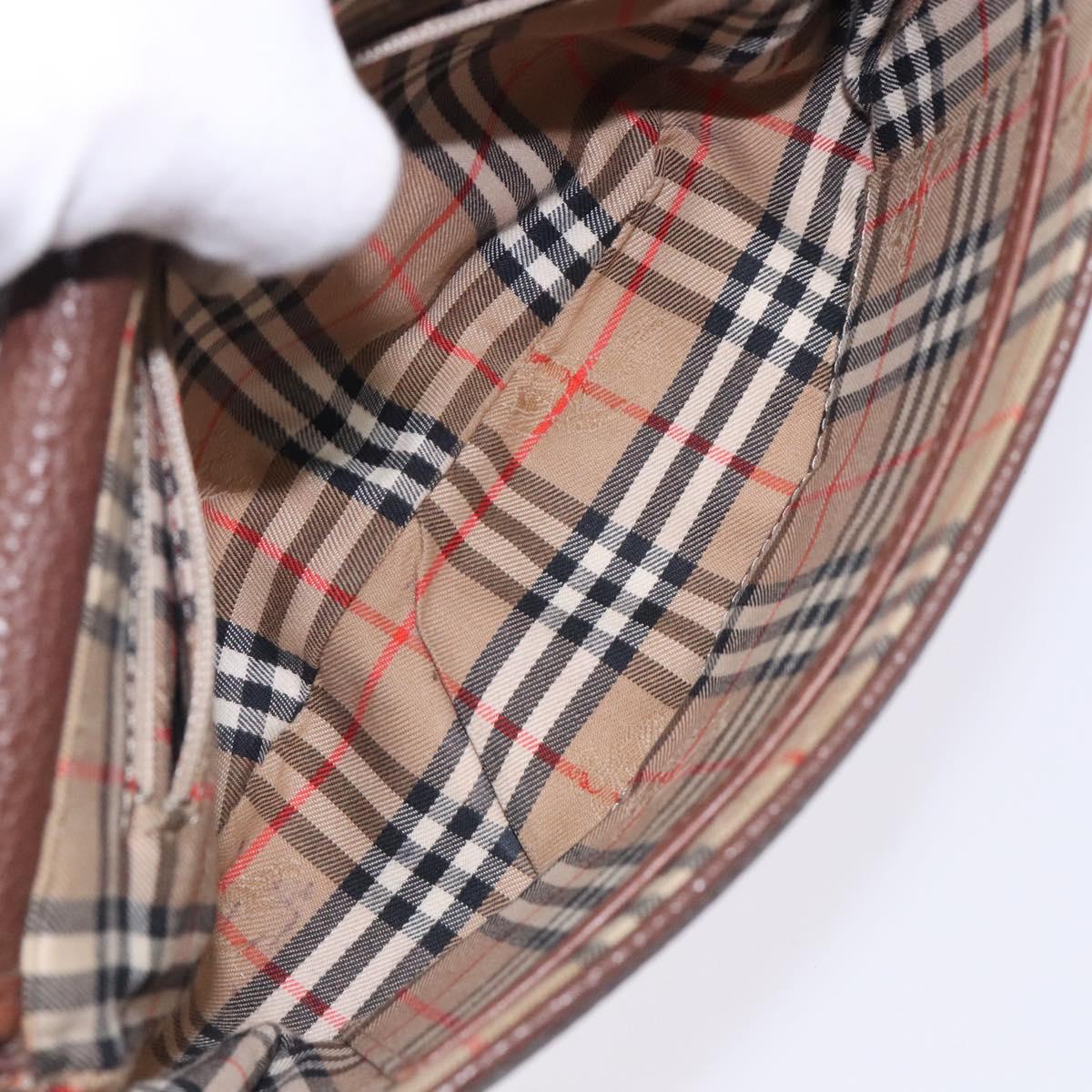 Burberrys Shoulder Bag Leather Brown Gold Auth bs28021