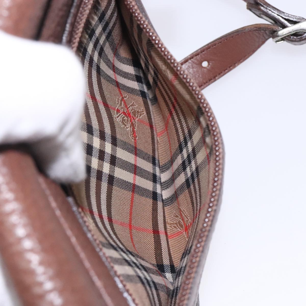 Burberrys Shoulder Bag Leather Brown Gold Auth bs28021