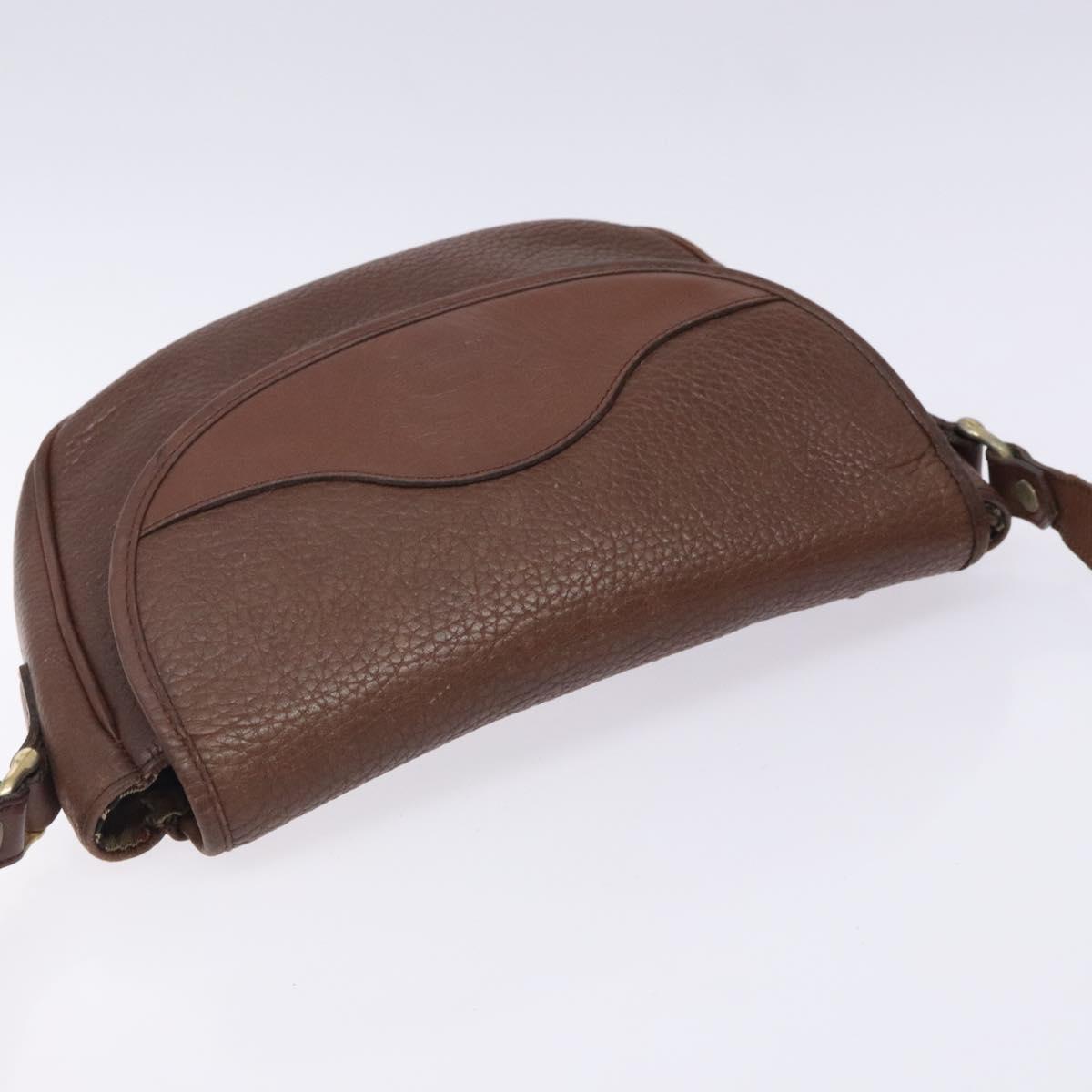 Burberrys Shoulder Bag Leather Brown Gold Auth bs28021
