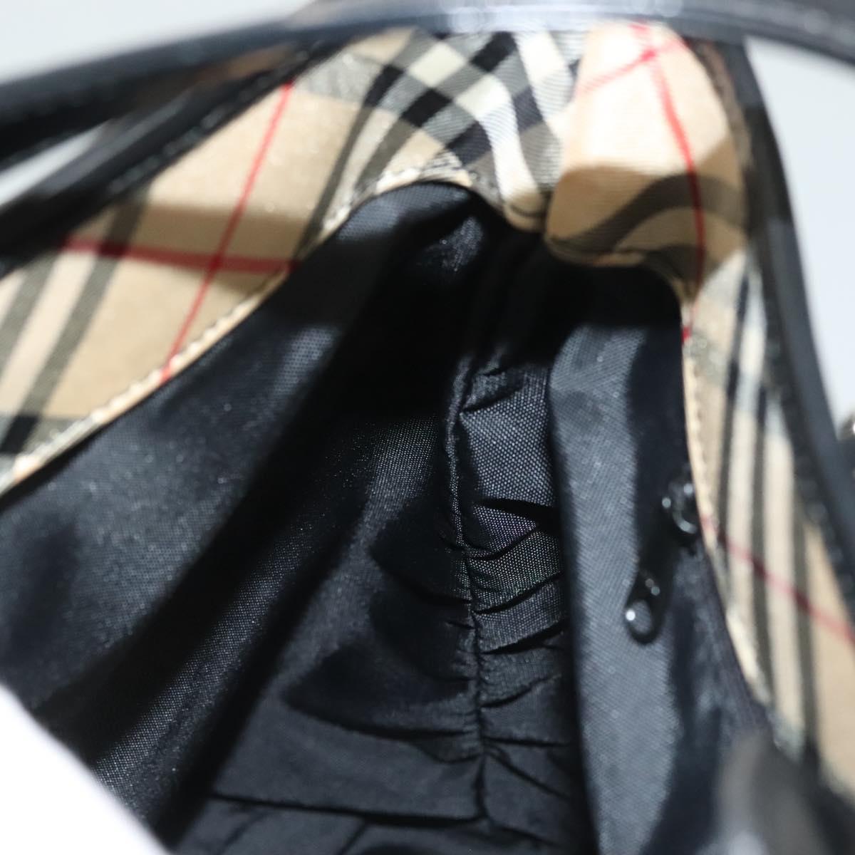 Burberrys Nova Check Blue Label Shoulder Bag Canvas Beige Silver Auth bs28026