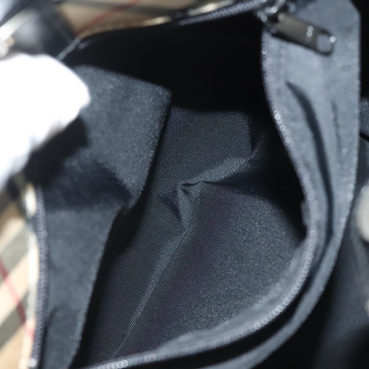 Burberrys Nova Check Blue Label Shoulder Bag Canvas Beige Silver Auth bs28026