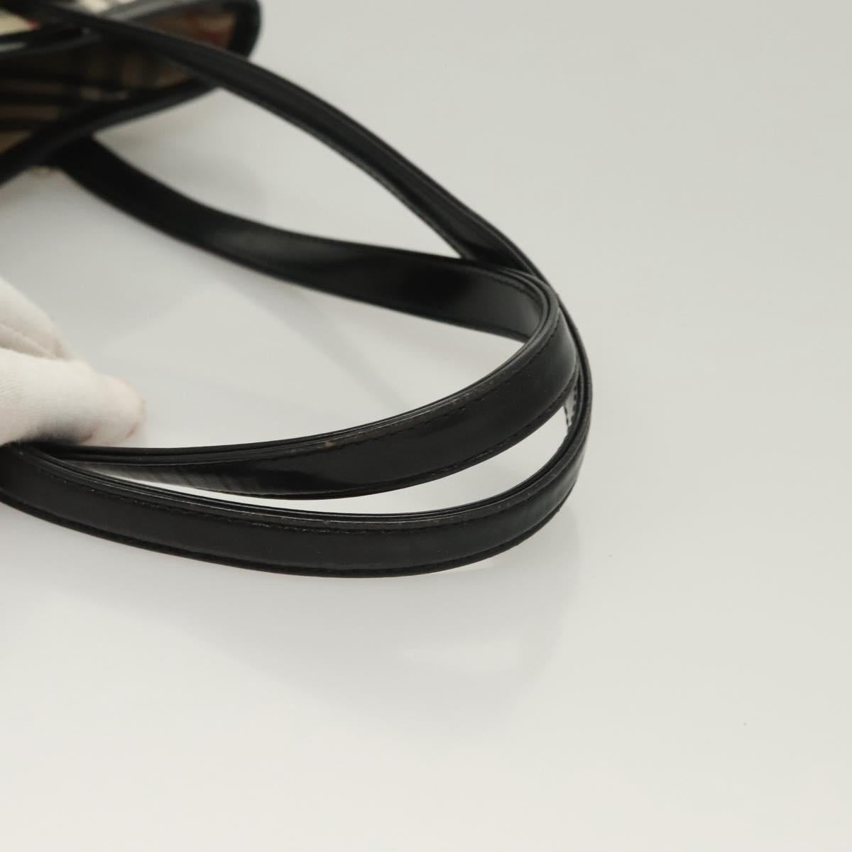 Burberrys Nova Check Blue Label Shoulder Bag Canvas Beige Silver Auth bs28026