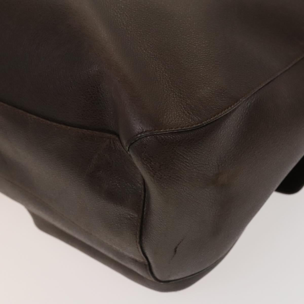 BVLGARI Shoulder Bag Leather Brown Silver Auth bs28028