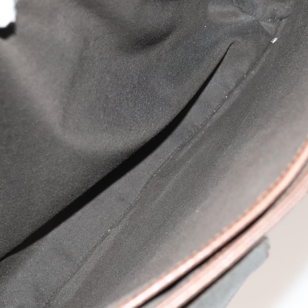 BVLGARI Shoulder Bag Leather Brown Silver Auth bs28028