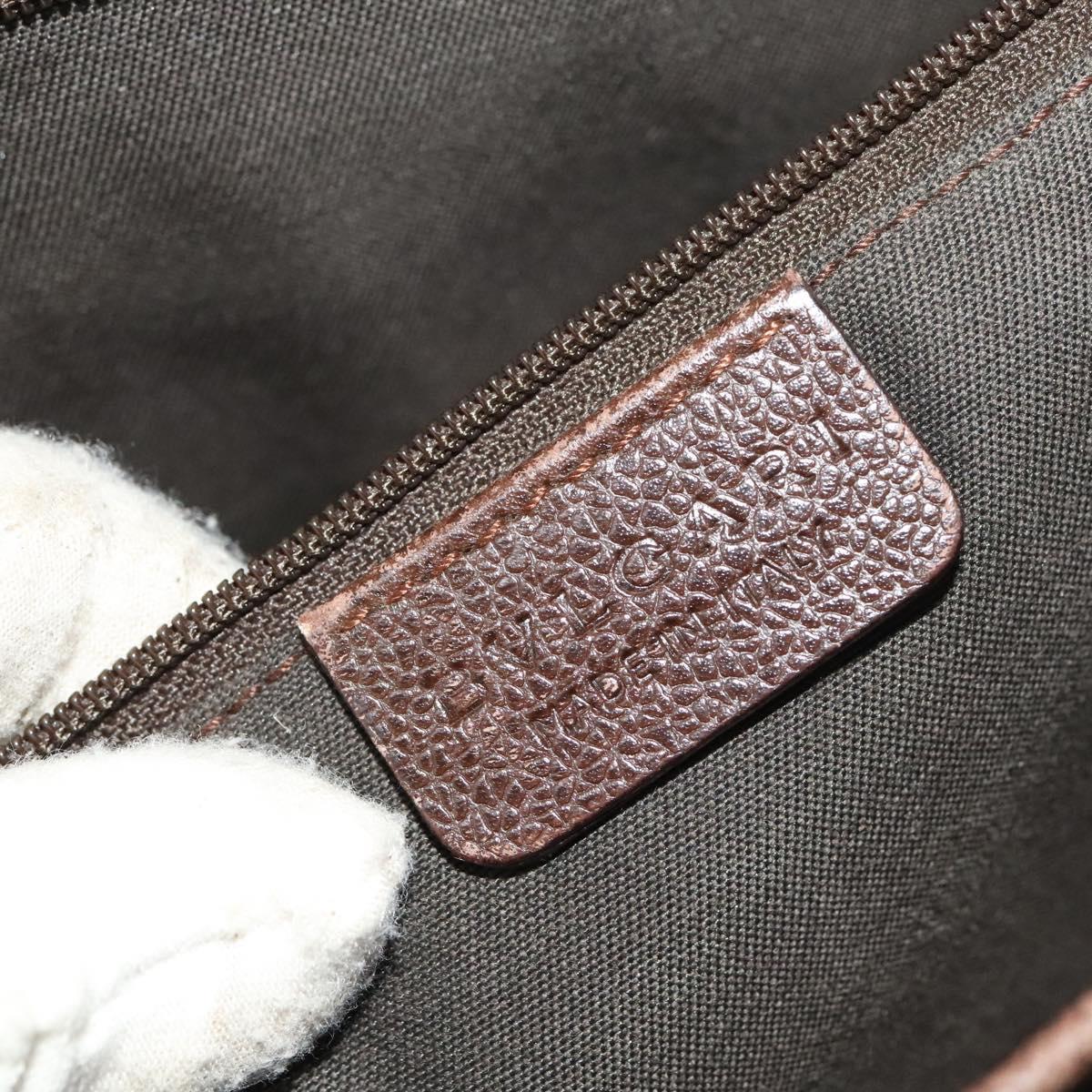 BVLGARI Shoulder Bag Leather Brown Silver Auth bs28028