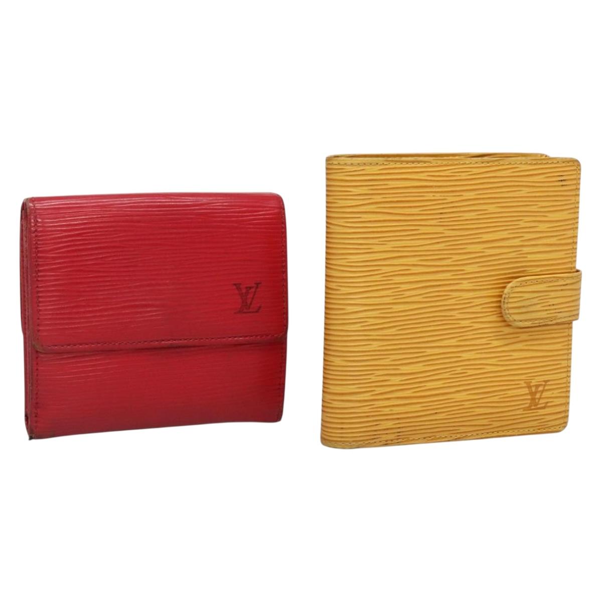 LOUIS VUITTON Epi Wallet 2Set Red Yellow LV Auth bs28037