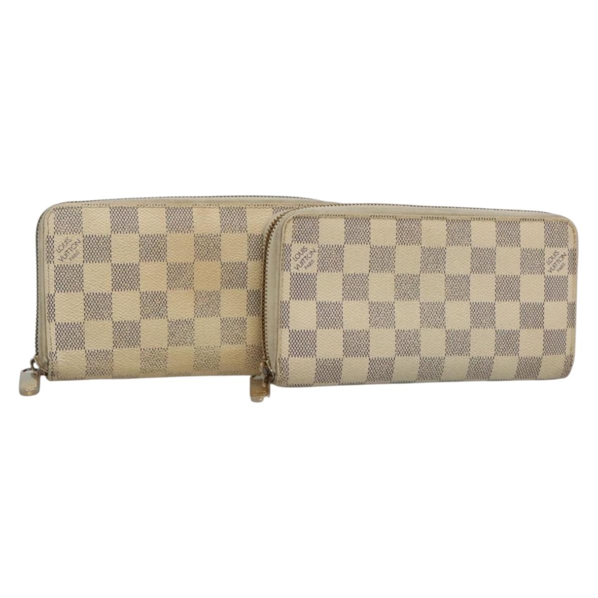 LOUIS VUITTON Damier Azur Zippy Wallet Long Wallet 2Set N60019 LV Auth bs28038