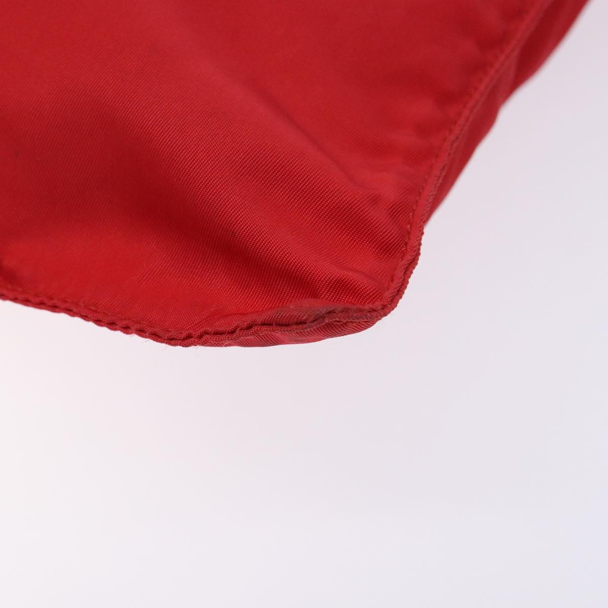 PRADA Shoulder Bag Nylon Red Silver Auth bs28053