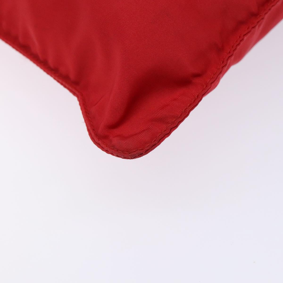 PRADA Shoulder Bag Nylon Red Silver Auth bs28053