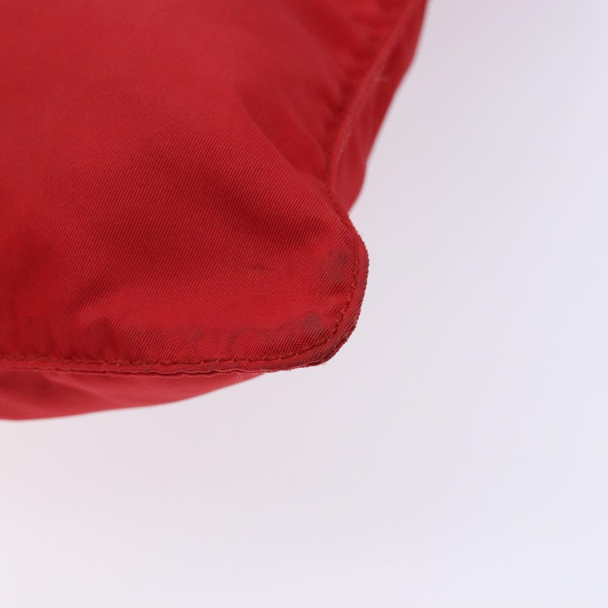 PRADA Shoulder Bag Nylon Red Silver Auth bs28053