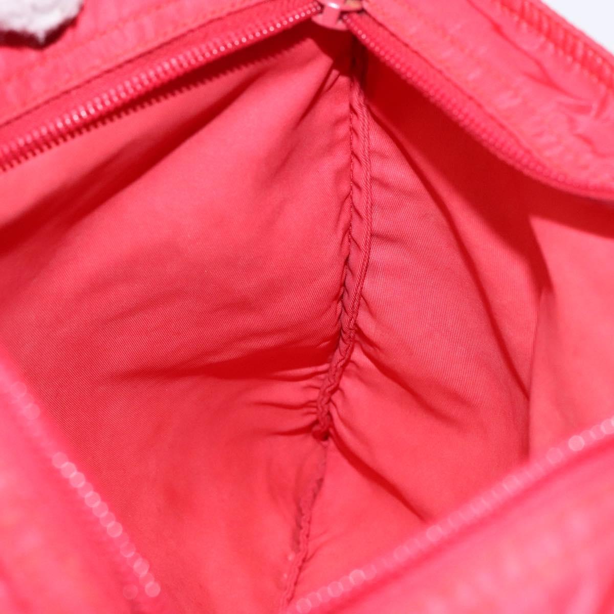 PRADA Shoulder Bag Nylon Red Silver Auth bs28053