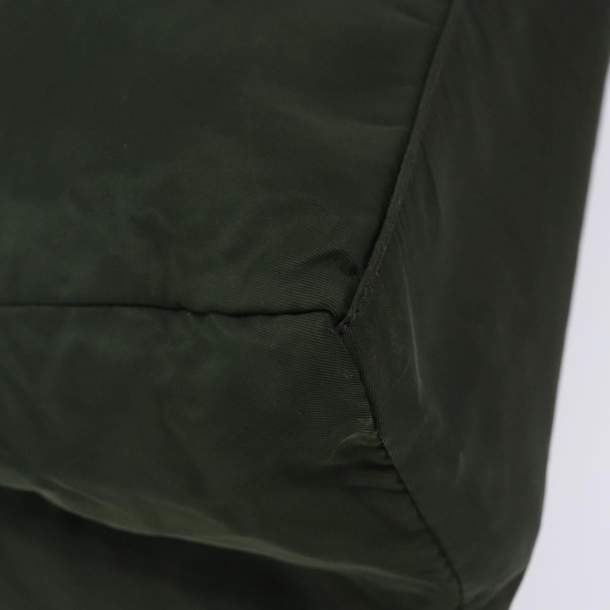 PRADA Tote Bag Nylon Khaki Silver Auth bs28055