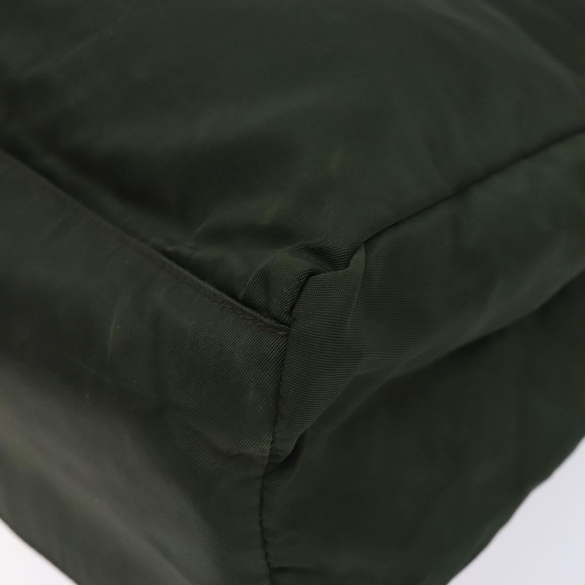 PRADA Tote Bag Nylon Khaki Silver Auth bs28055