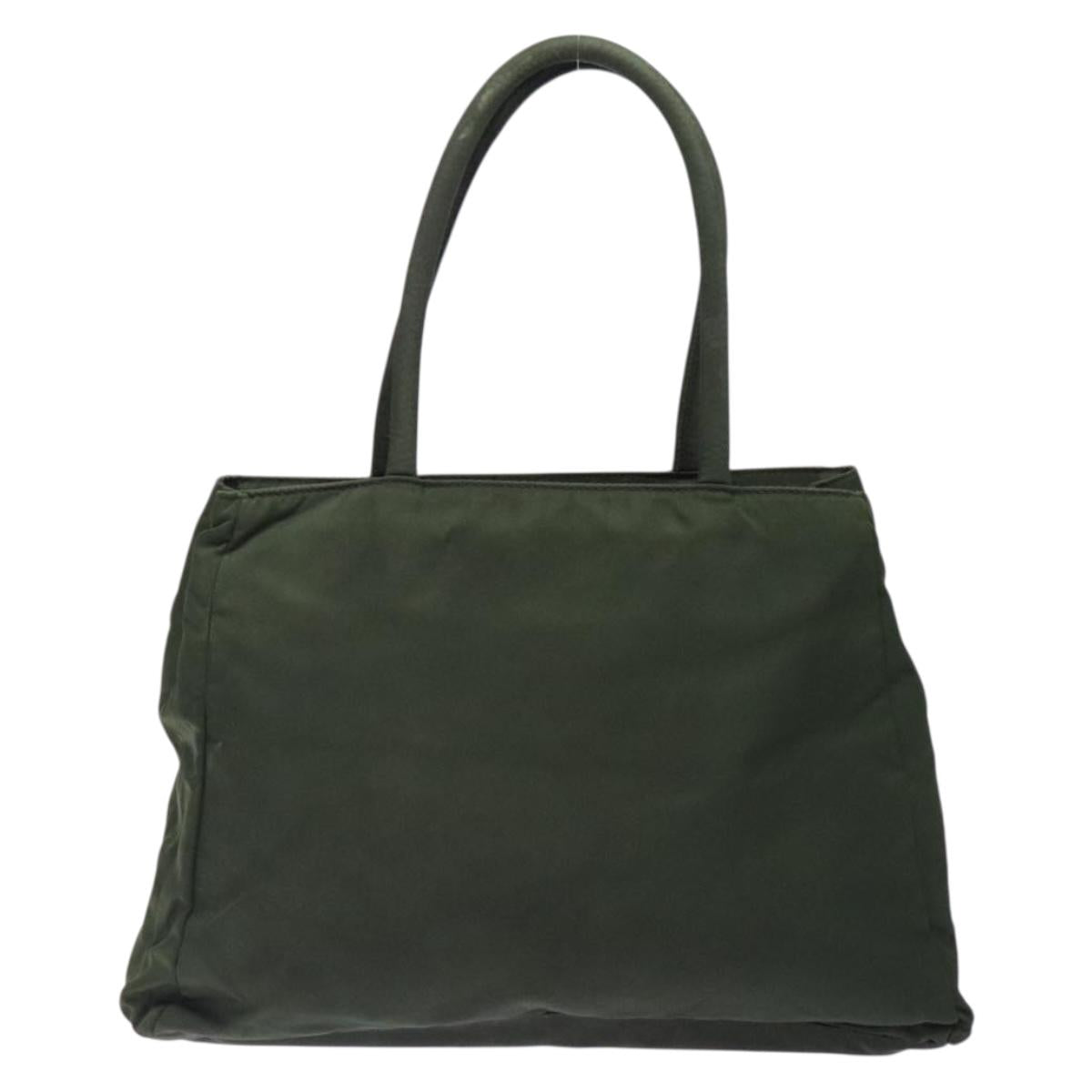 PRADA Tote Bag Nylon Khaki Silver Auth bs28055