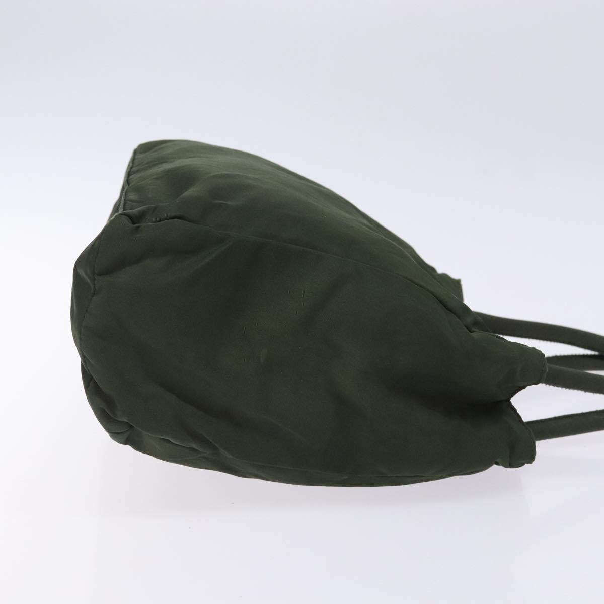 PRADA Tote Bag Nylon Khaki Silver Auth bs28055