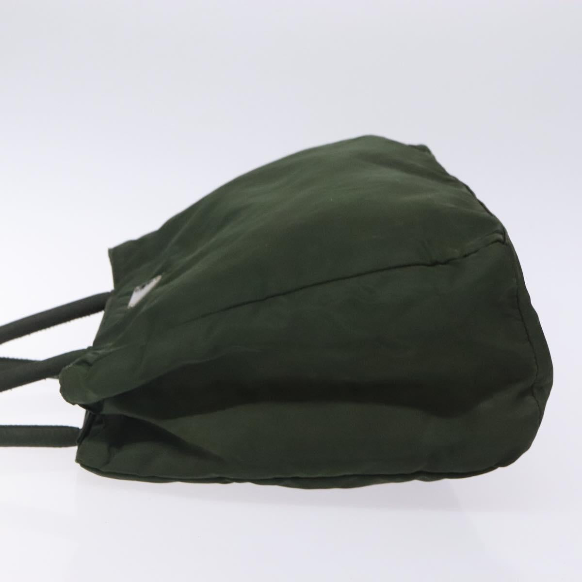 PRADA Tote Bag Nylon Khaki Silver Auth bs28055