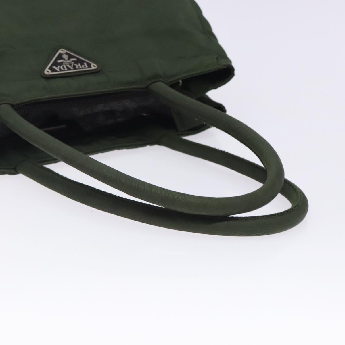 PRADA Tote Bag Nylon Khaki Silver Auth bs28055