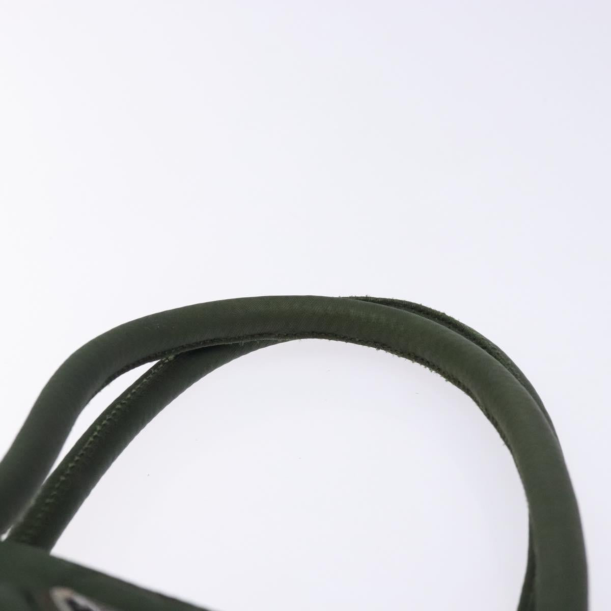 PRADA Tote Bag Nylon Khaki Silver Auth bs28055