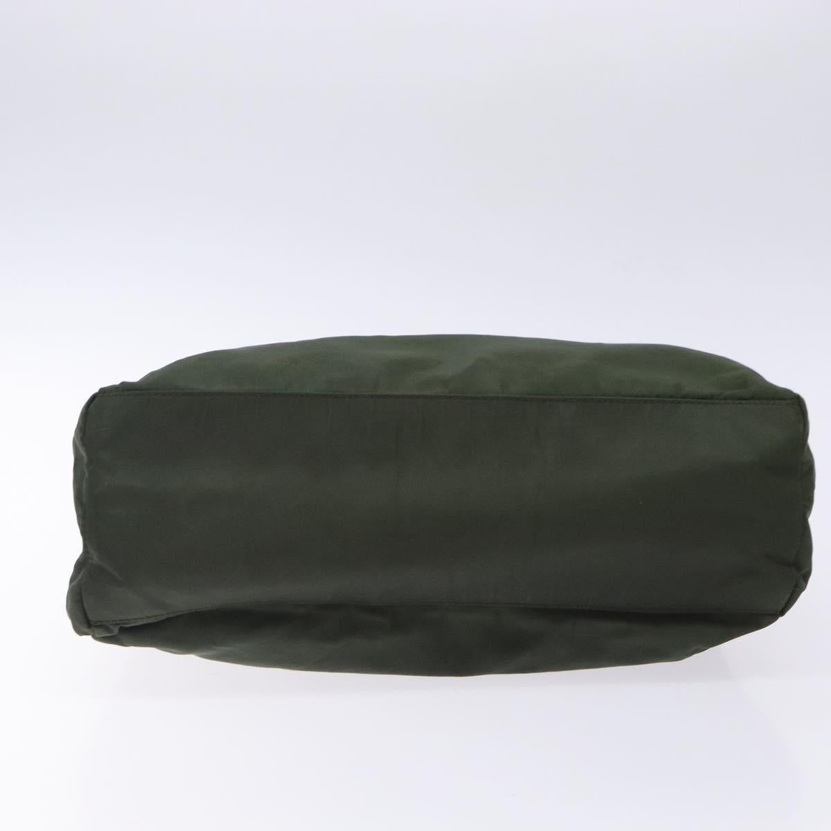 PRADA Tote Bag Nylon Khaki Silver Auth bs28055