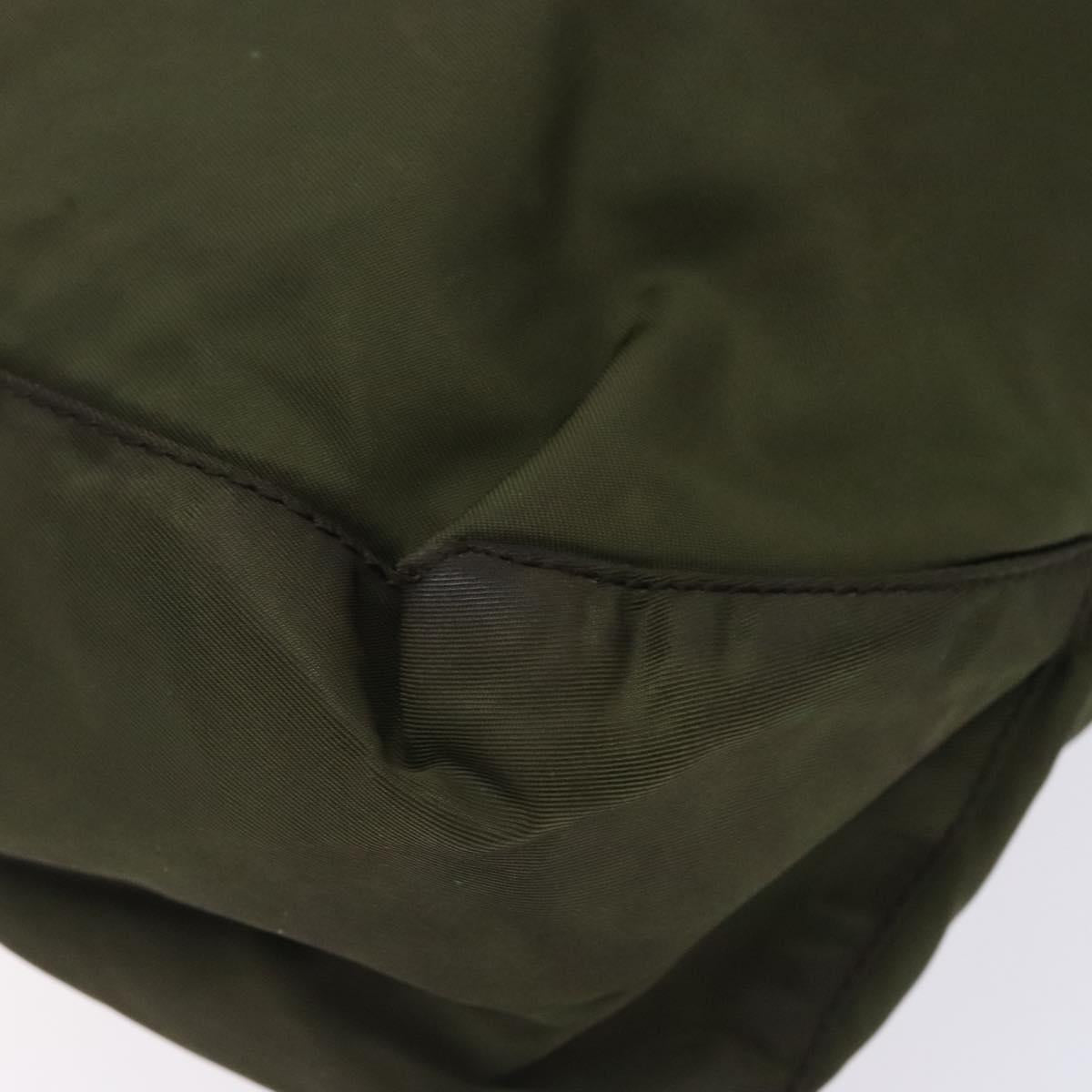 PRADA Tote Bag Nylon Khaki Silver Auth bs28058