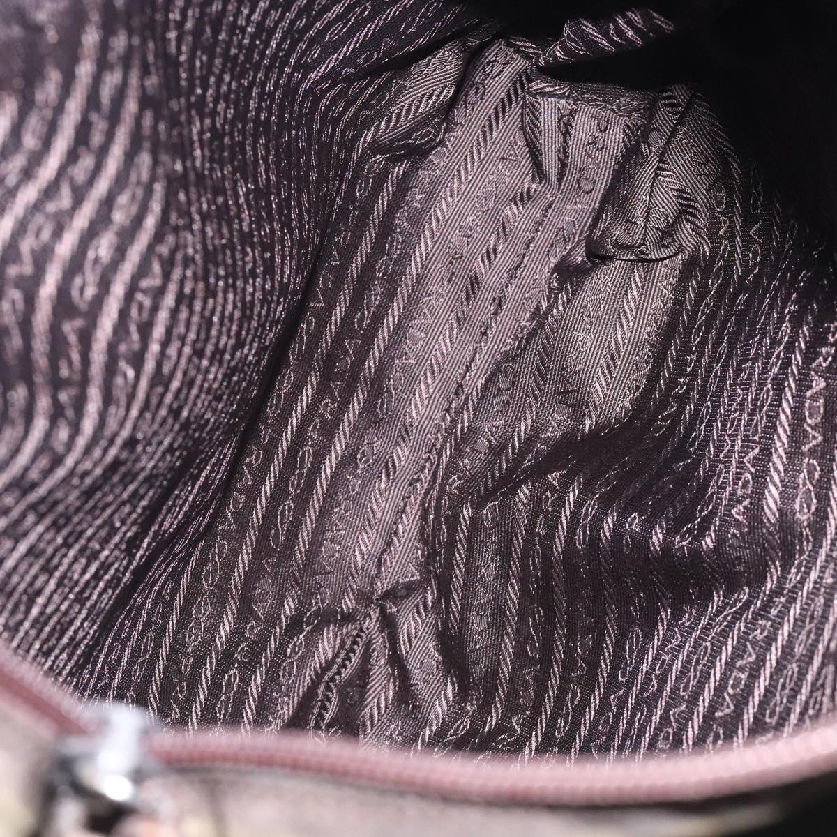 PRADA Tote Bag Nylon Khaki Silver Auth bs28058