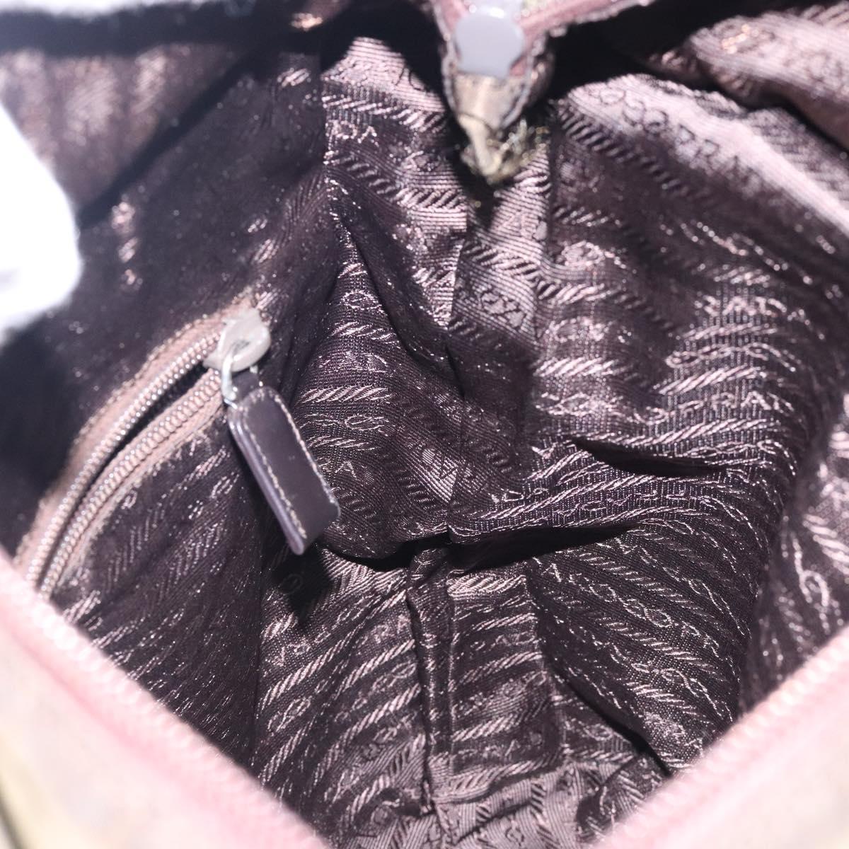 PRADA Tote Bag Nylon Khaki Silver Auth bs28058