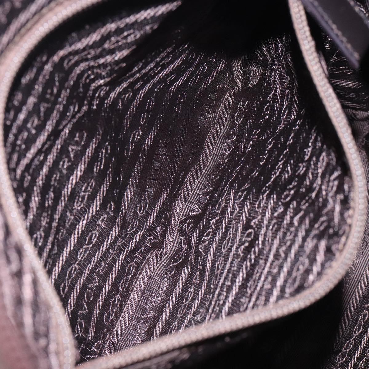 PRADA Tote Bag Nylon Khaki Silver Auth bs28058