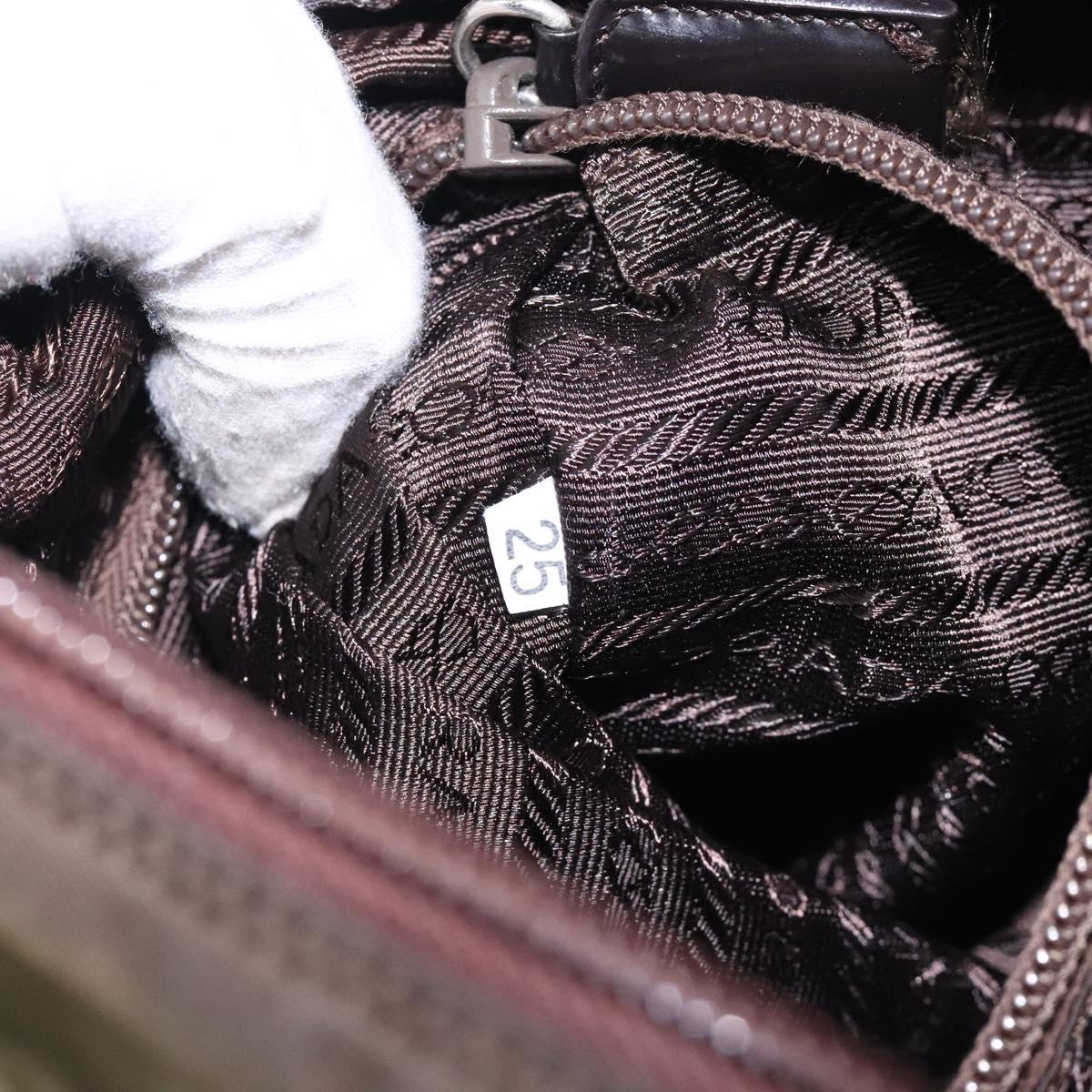 PRADA Tote Bag Nylon Khaki Silver Auth bs28058