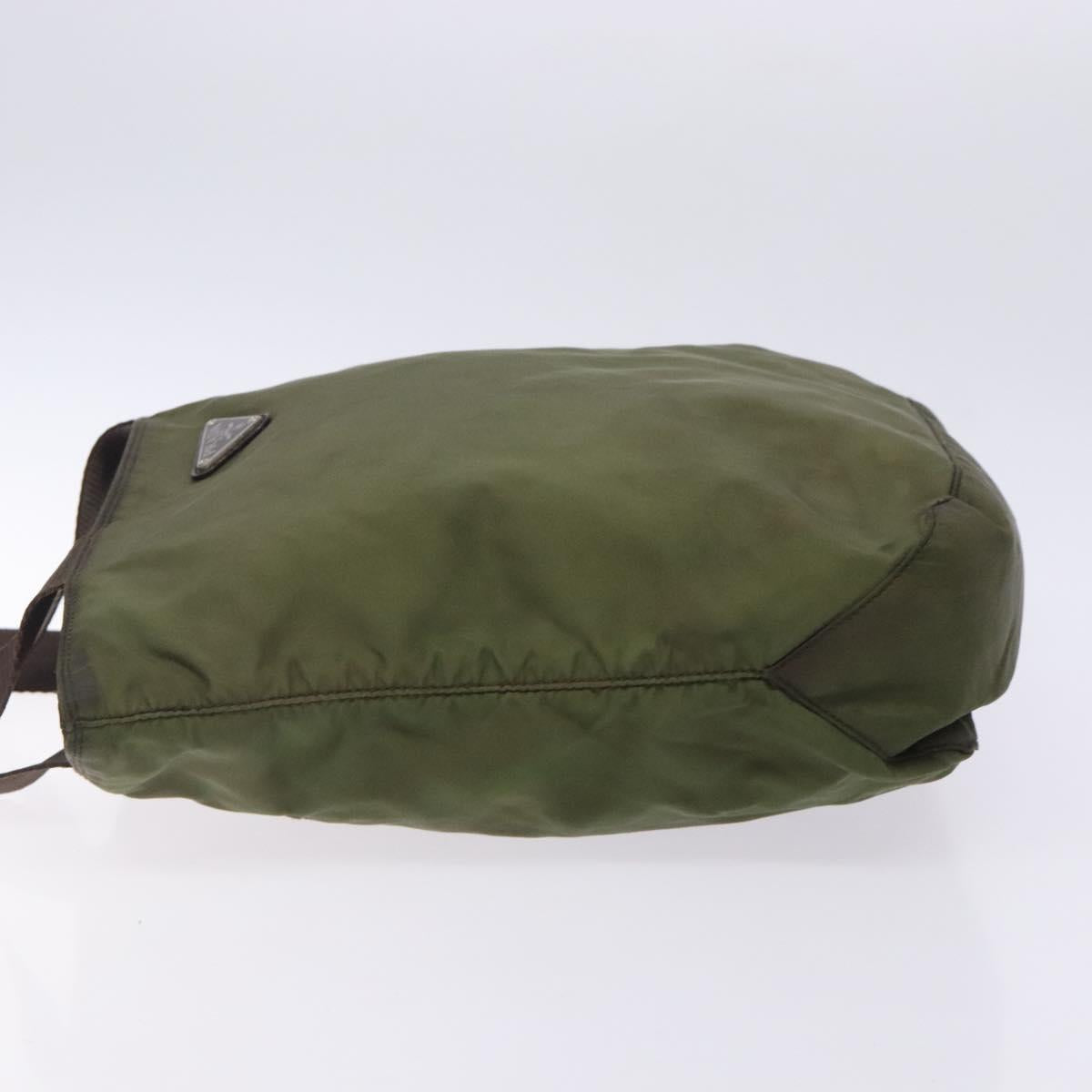 PRADA Tote Bag Nylon Khaki Silver Auth bs28058