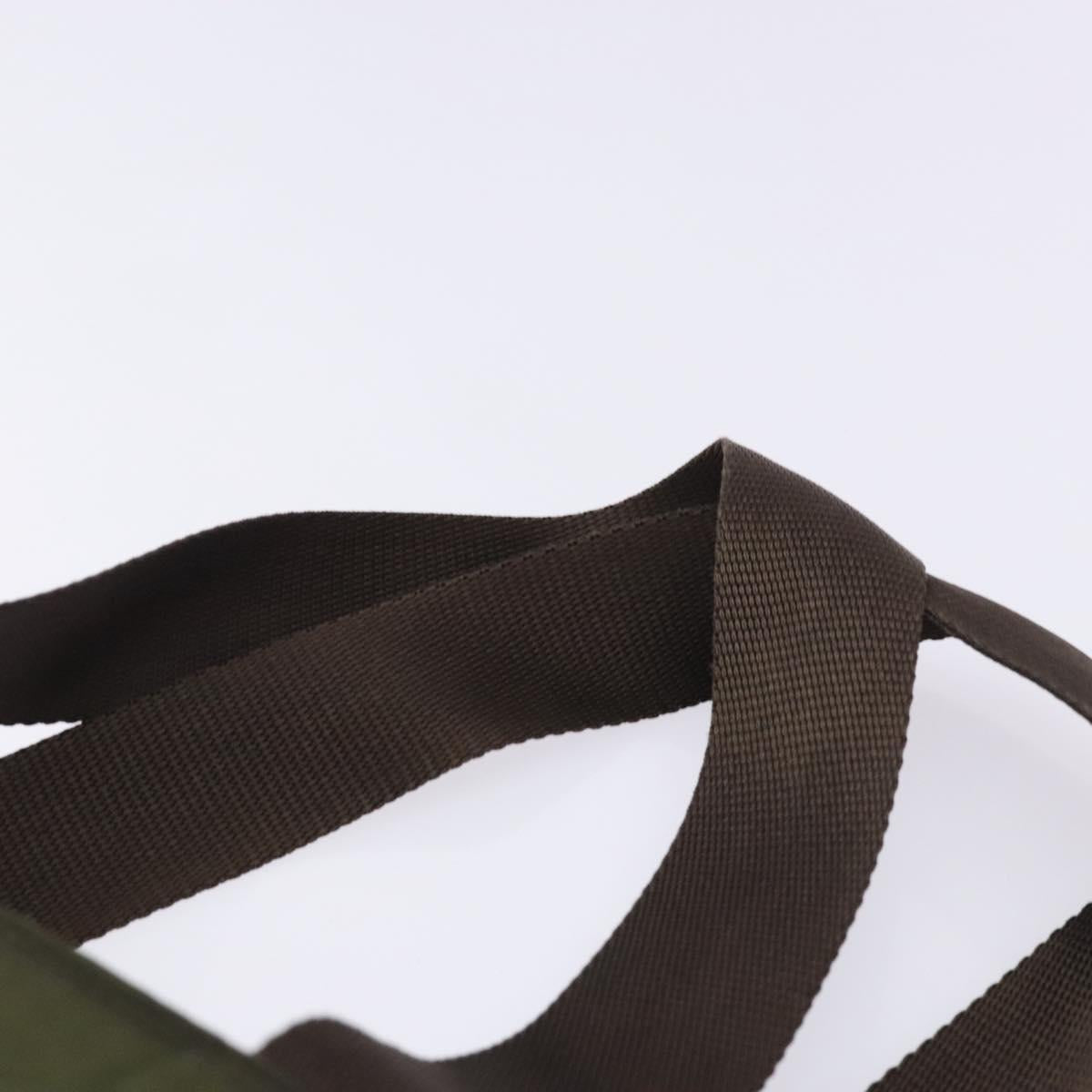 PRADA Tote Bag Nylon Khaki Silver Auth bs28058
