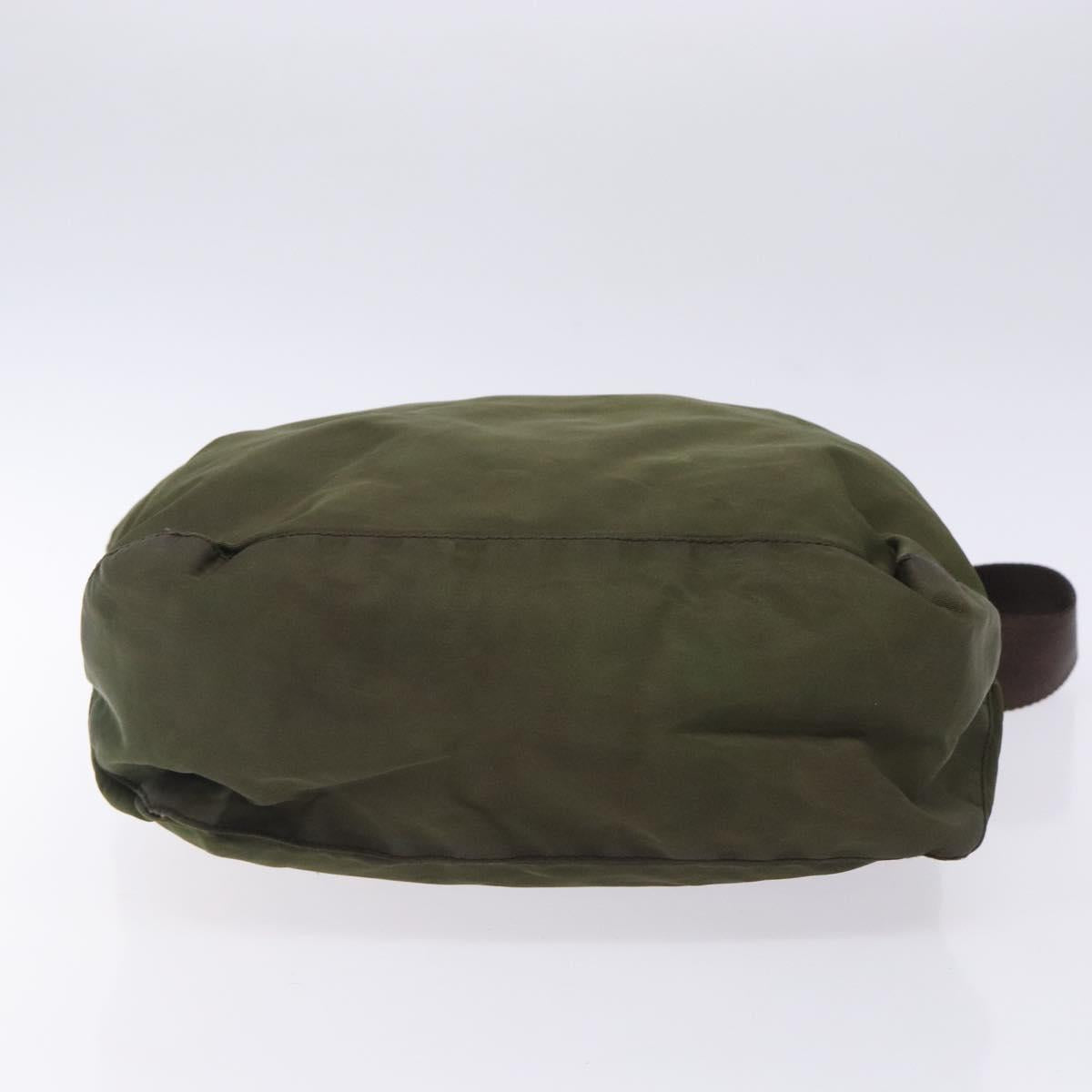 PRADA Tote Bag Nylon Khaki Silver Auth bs28058