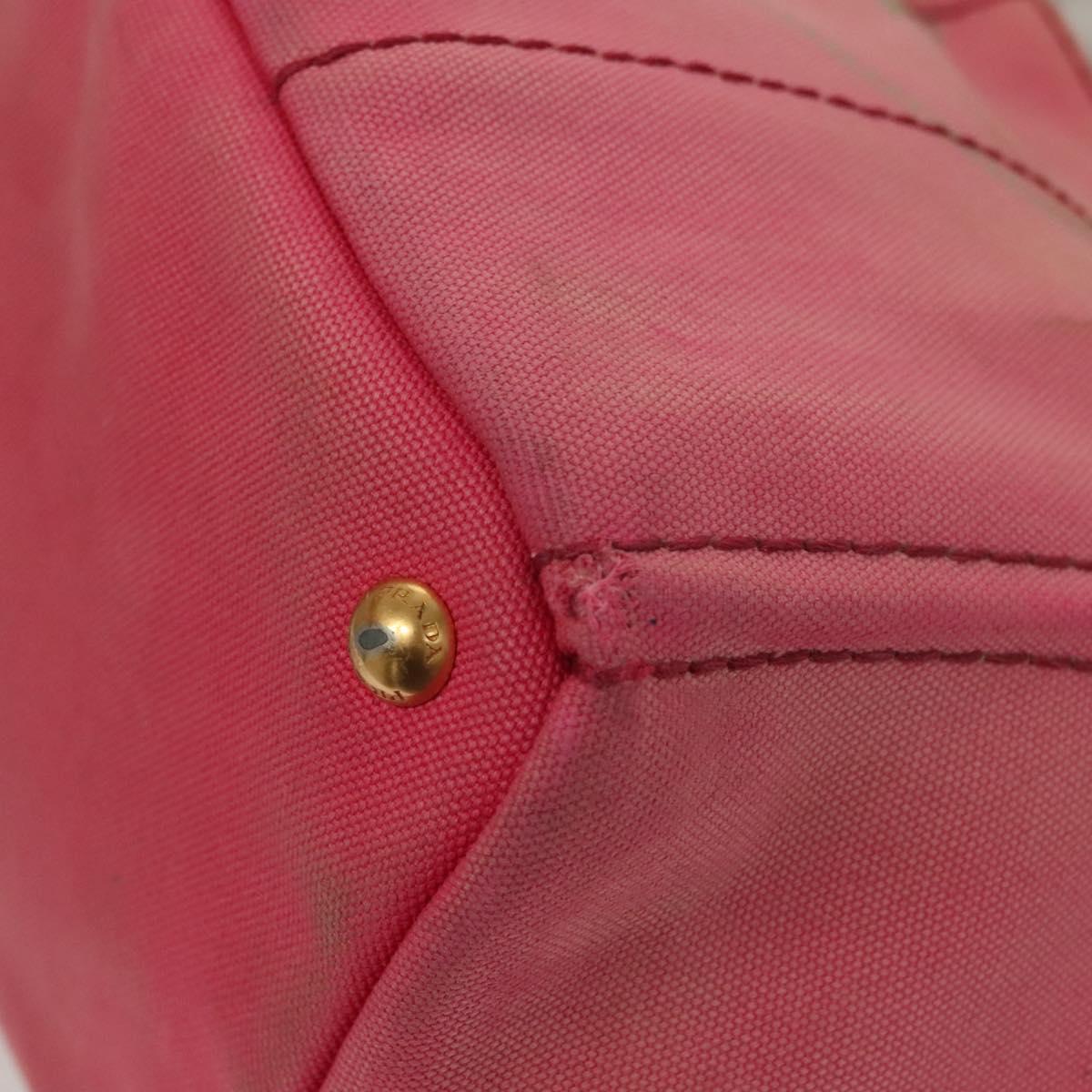 PRADA Canapa GM Hand Bag Canvas Pink Gold Auth bs28066