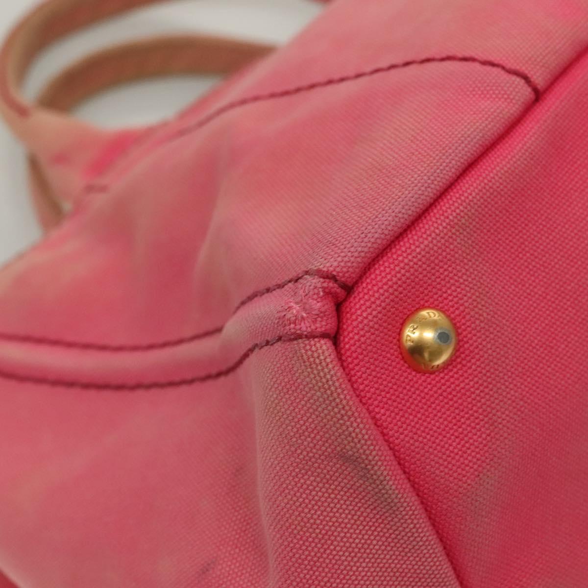 PRADA Canapa GM Hand Bag Canvas Pink Gold Auth bs28066