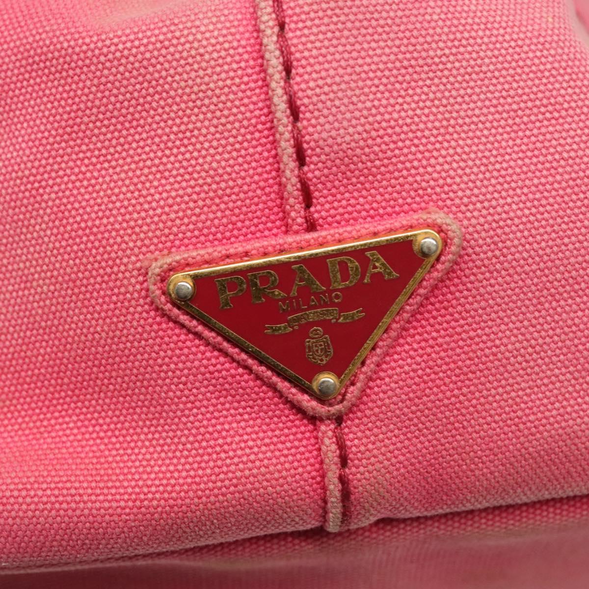 PRADA Canapa GM Hand Bag Canvas Pink Gold Auth bs28066