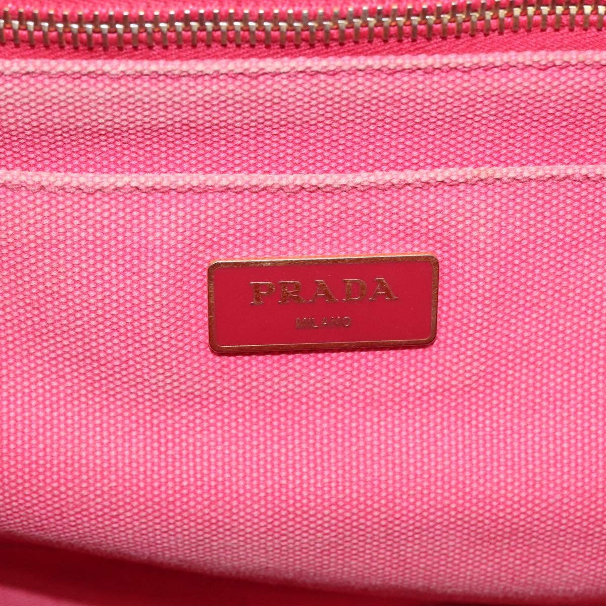 PRADA Canapa GM Hand Bag Canvas Pink Gold Auth bs28066