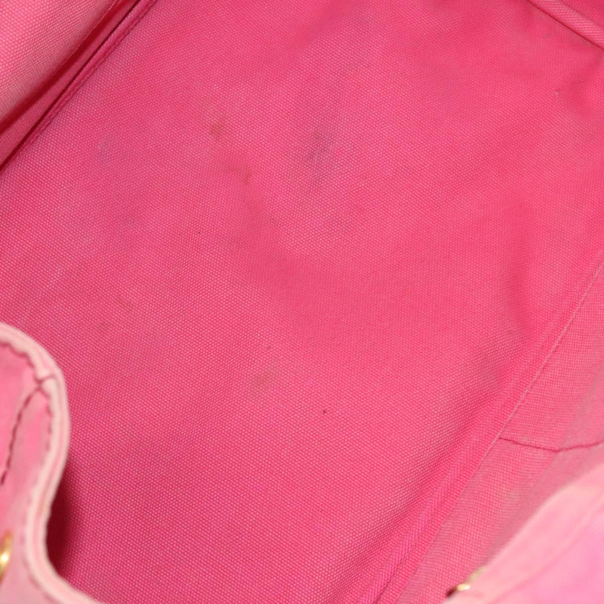 PRADA Canapa GM Hand Bag Canvas Pink Gold Auth bs28066