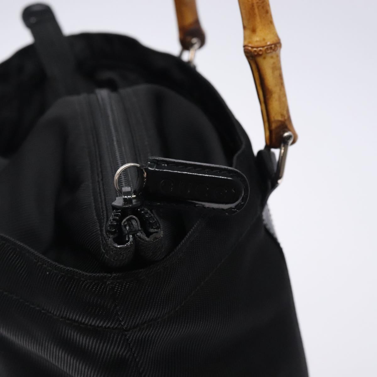 GUCCI Bamboo Tote Bag Nylon Black Silver 000 1998 0508 Auth bs28079