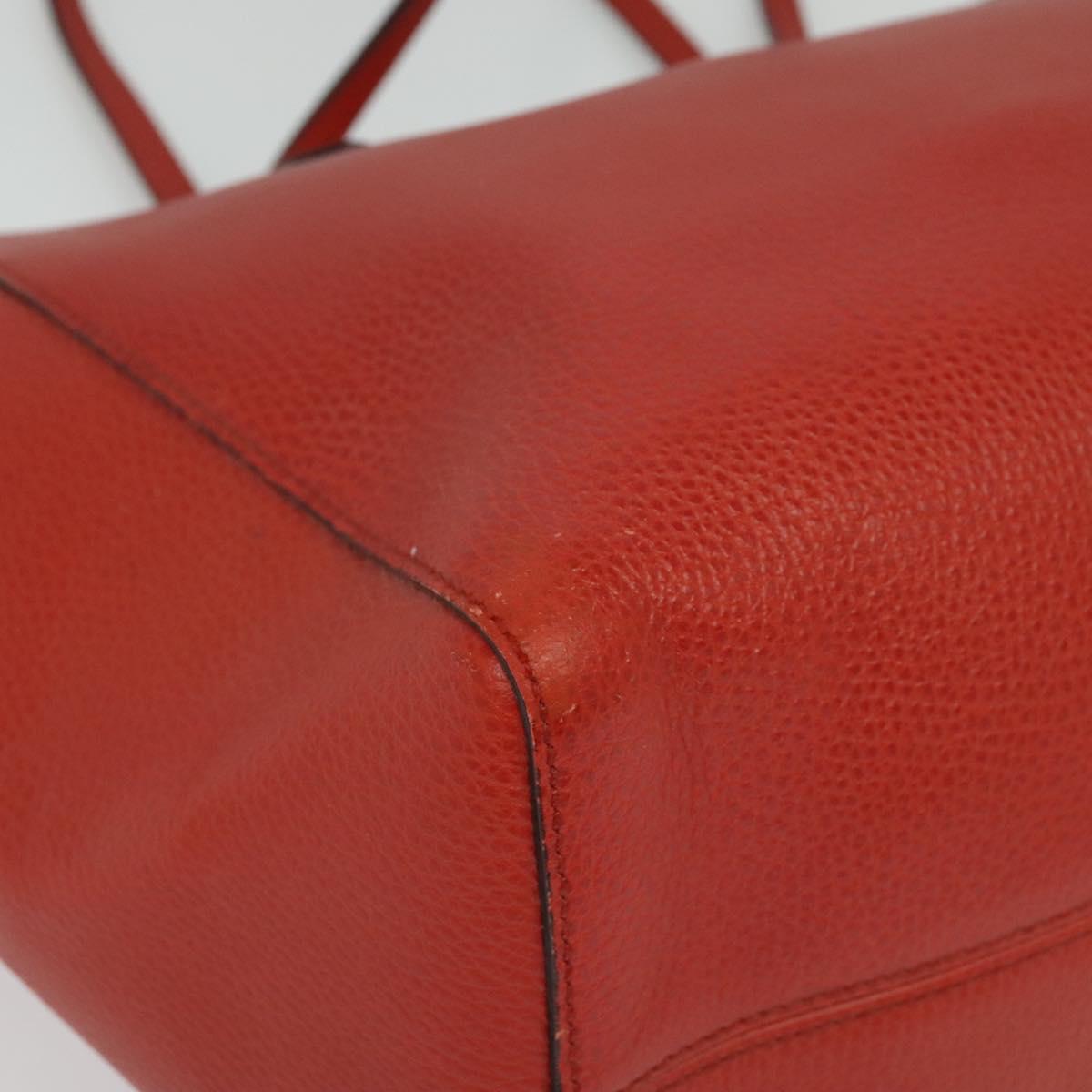 GUCCI Tote Bag Leather Red Gold 354397. Auth bs28080
